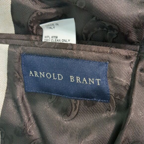 ARNOLD BRANT Mens 100% Bamboo Herringbone Blazer 42 r suit jacket coat - Picture 5 of 8